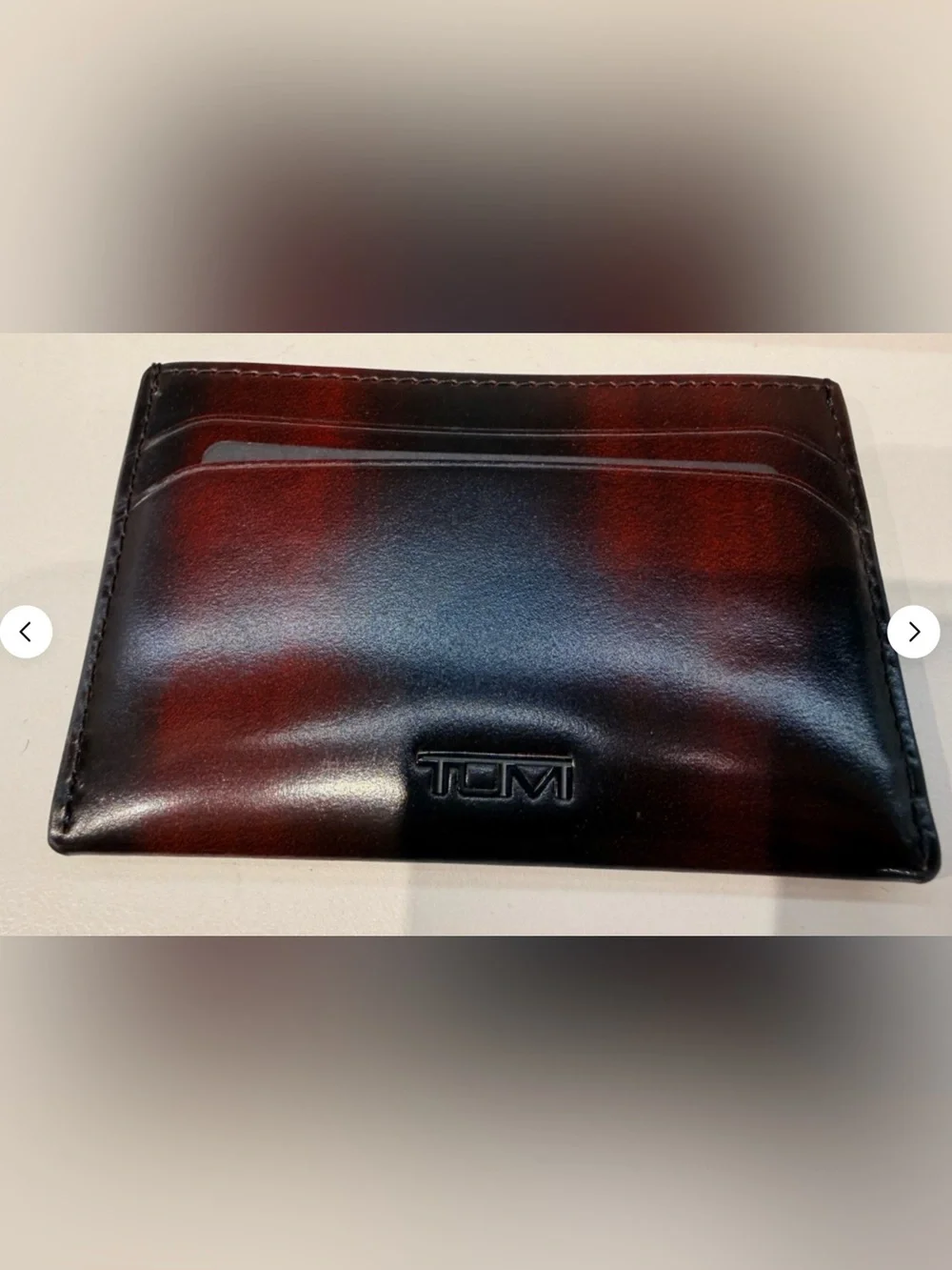 NEW Tumi Nassau 100% Leather Slim Card Case Wallet - BURNISHED WINE OMBRE